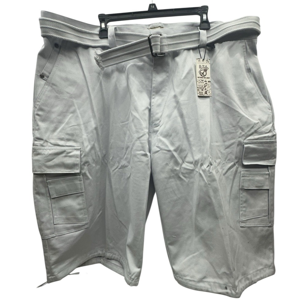 NWT BTL Beyond The Limit 46 Mens Baggy Cargo Shorts / Pants White Skater Hip Hop